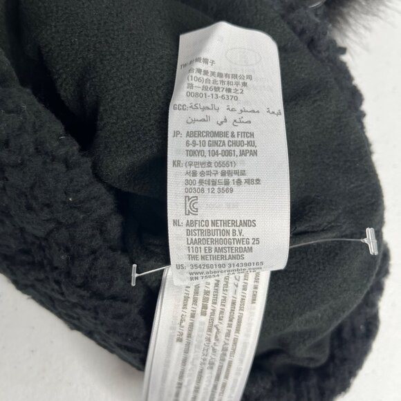 Hollister Hat Womens Black New WOT Ball Top Fleece Fuzzy - Picture 7 of 10
